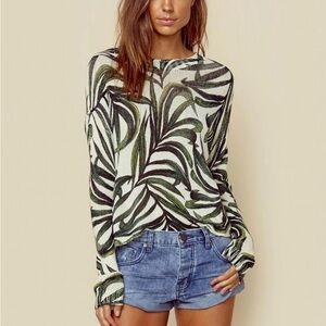 Show Me Your Mumu Palm-Print Knit Top size S